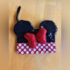 Kids Red Polka Dot Minnie Ear Wristlet with Sequin Bow